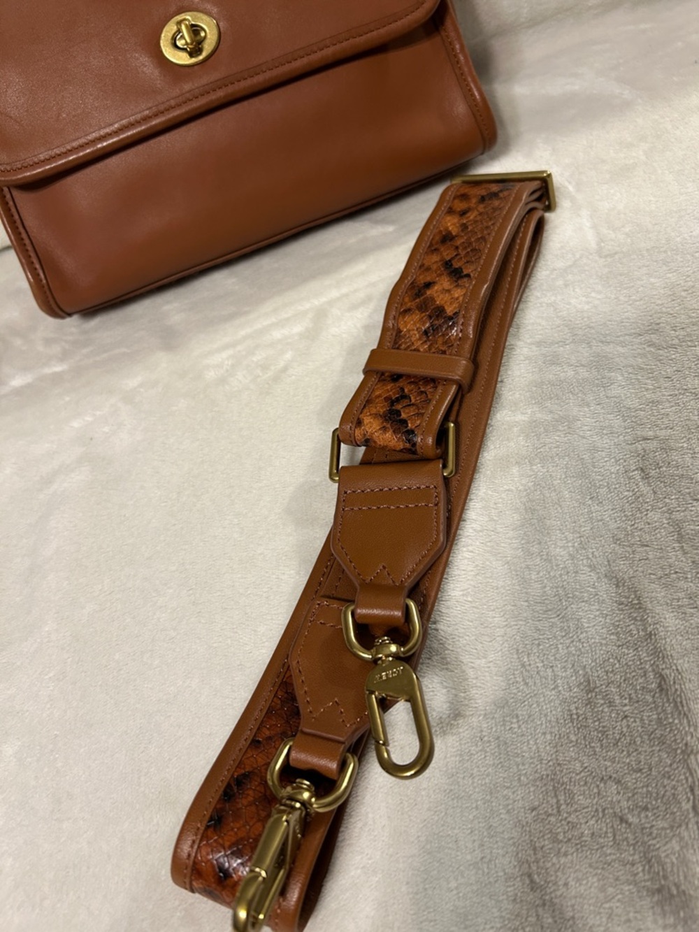 Coach tan Court Vintage Leather Top-Handle Satchel with Turn-Lock - Picture 10 of 11